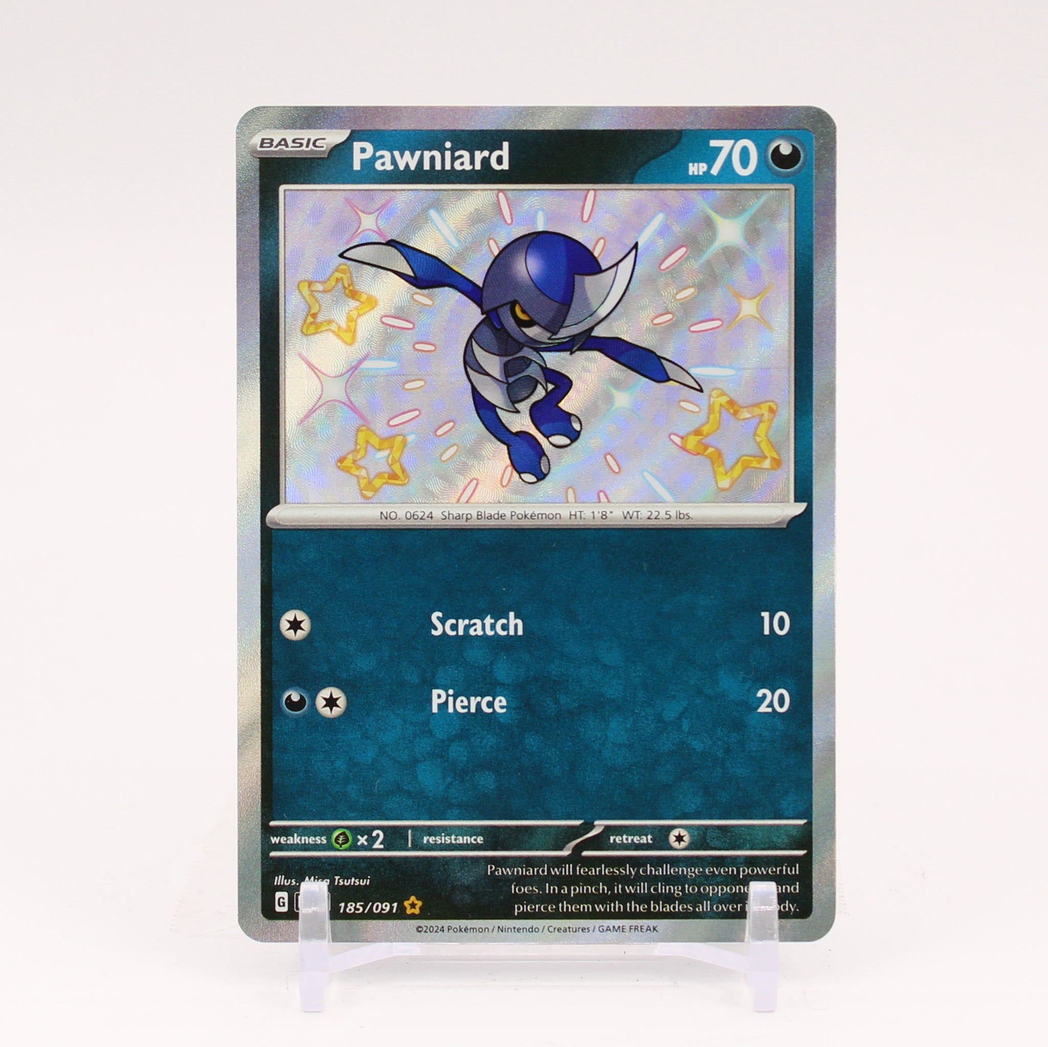 Pawniard - 185/091 Paldean Fates Baby Shiny Holo Rare Pokemon - NM/MINT