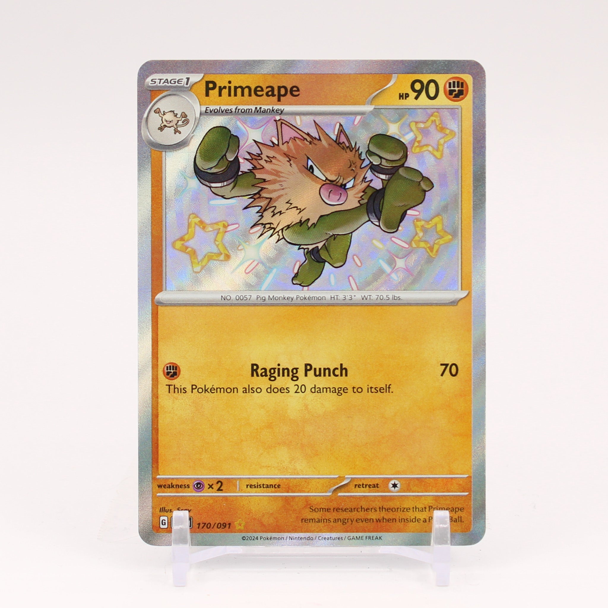 Primeape - 170/091 Paldean Fates Baby Shiny Holo Rare Pokemon - NM/MINT