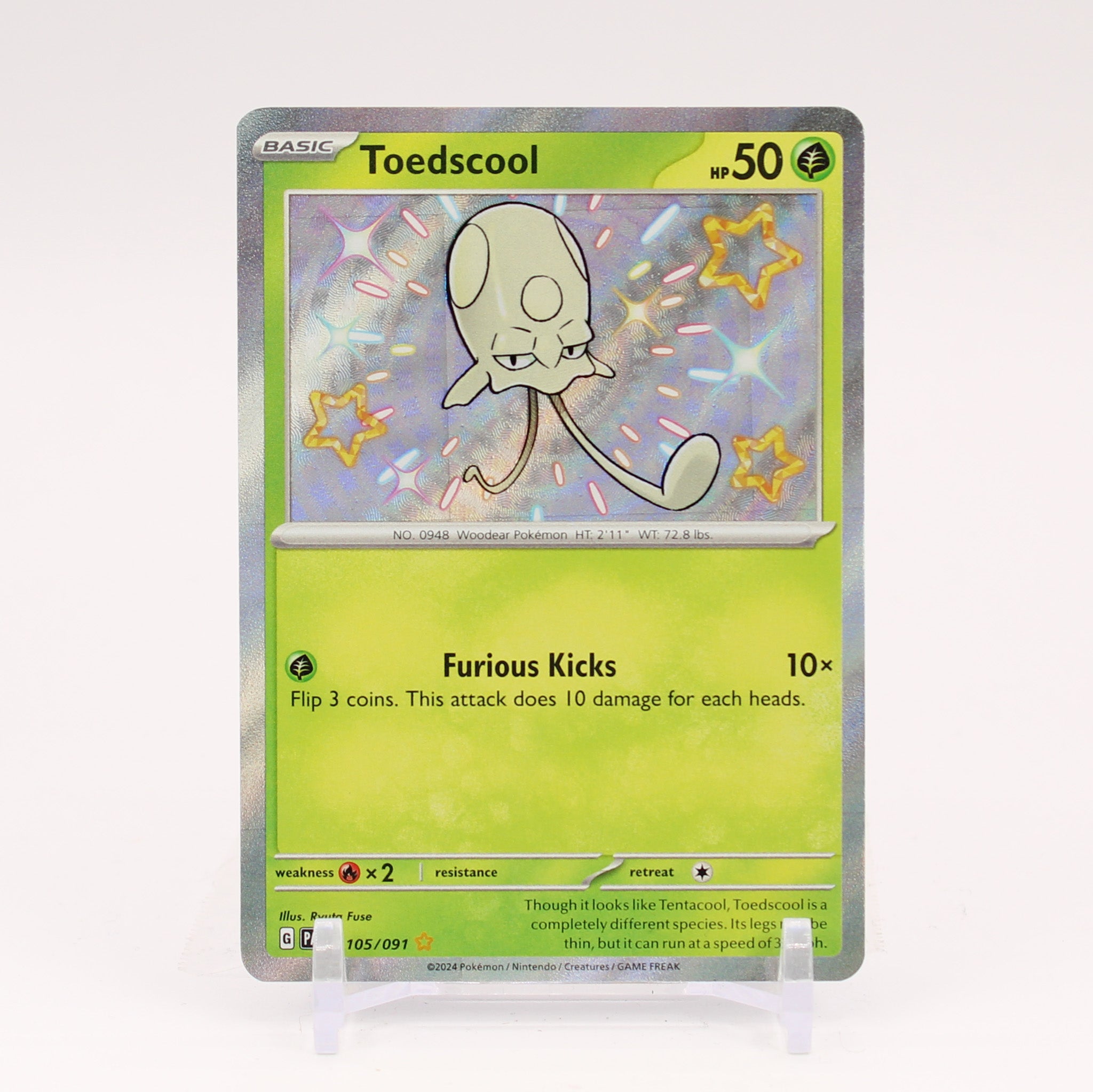 Toedscool - 105/091 Paldean Fates Baby Shiny Holo Rare Pokemon - NM/MINT