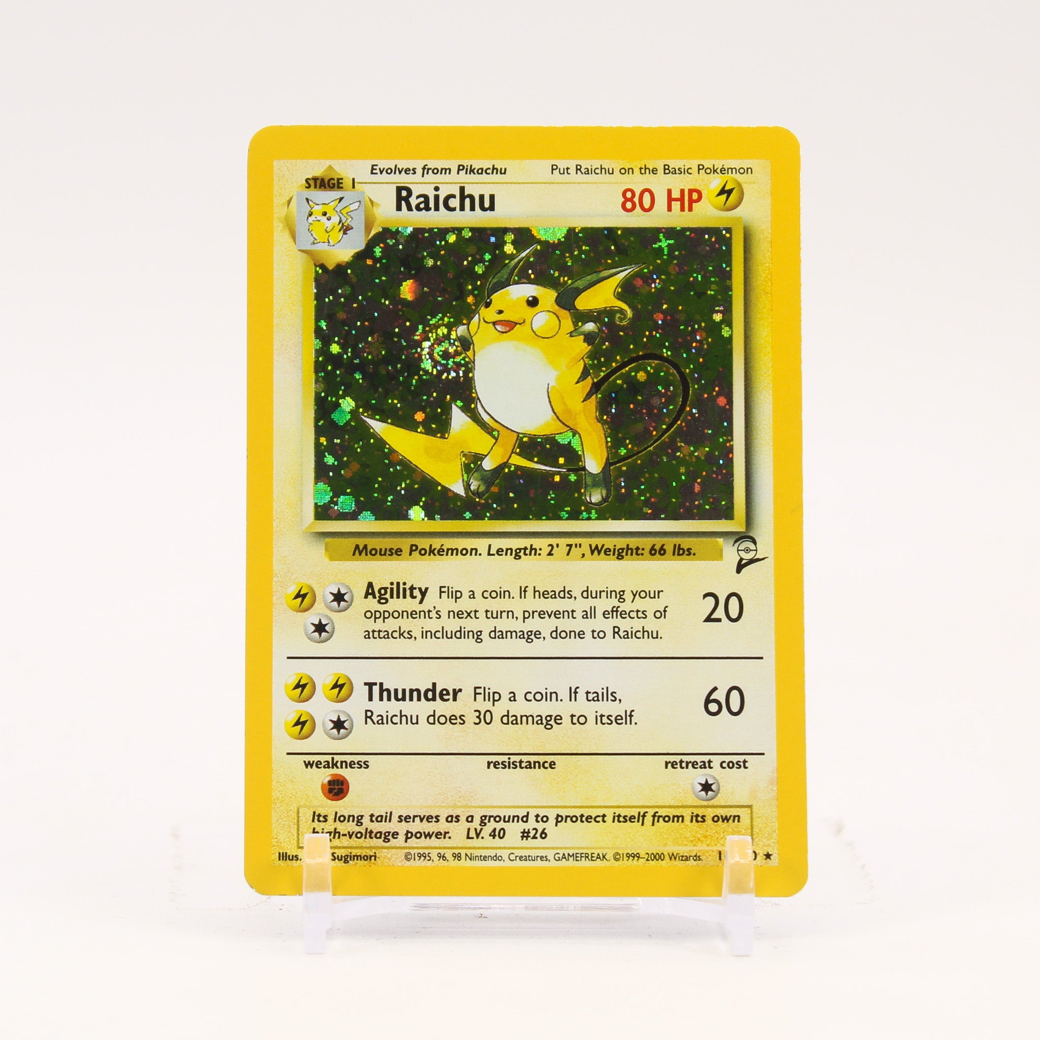 Raichu - 16/130 Base Set 2 Holo Rare SWIRL Pokemon - LP