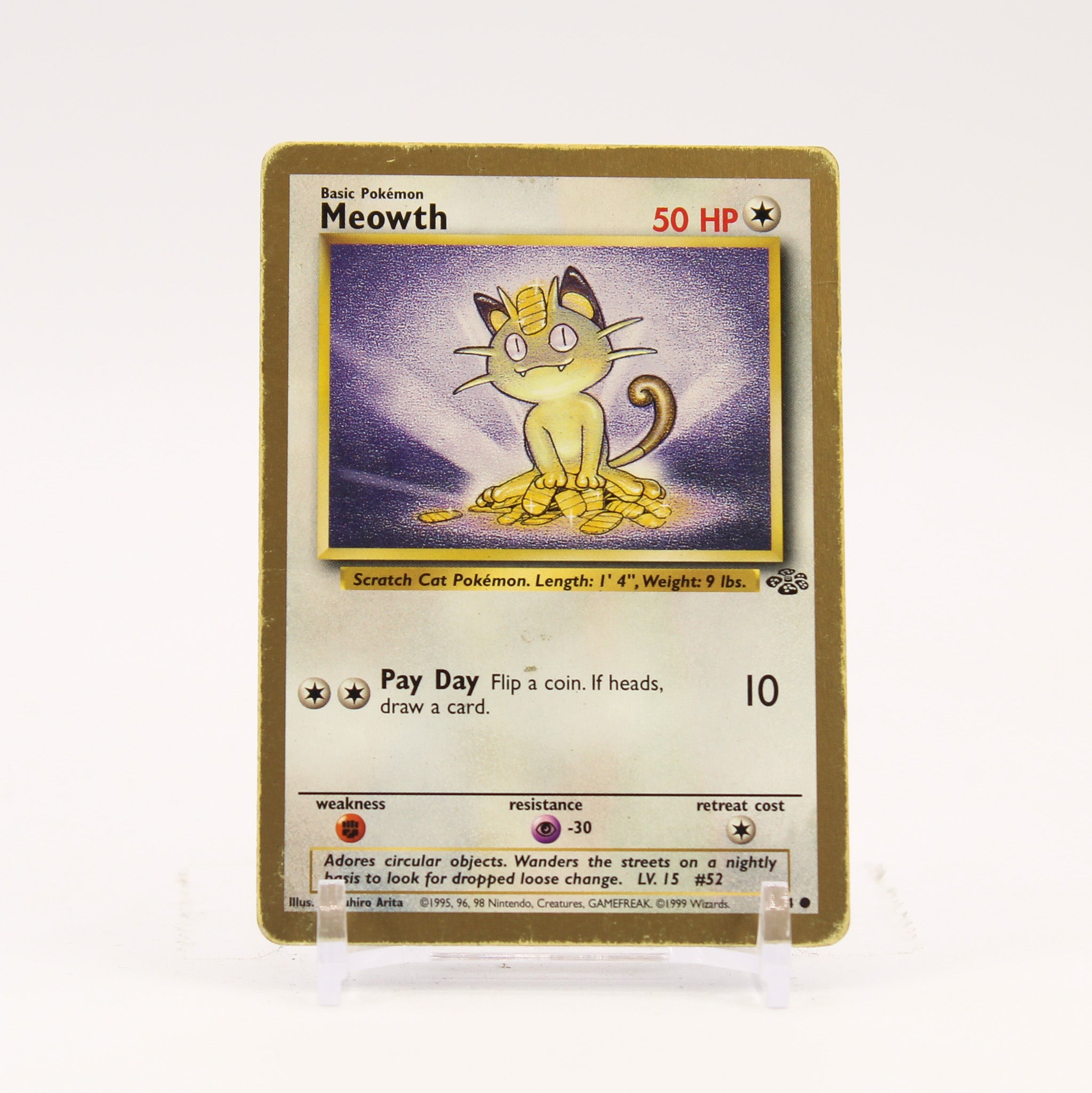 Meowth - 56/64 WotC Gold Border Fruit Rollup Promo Pokemon - HP