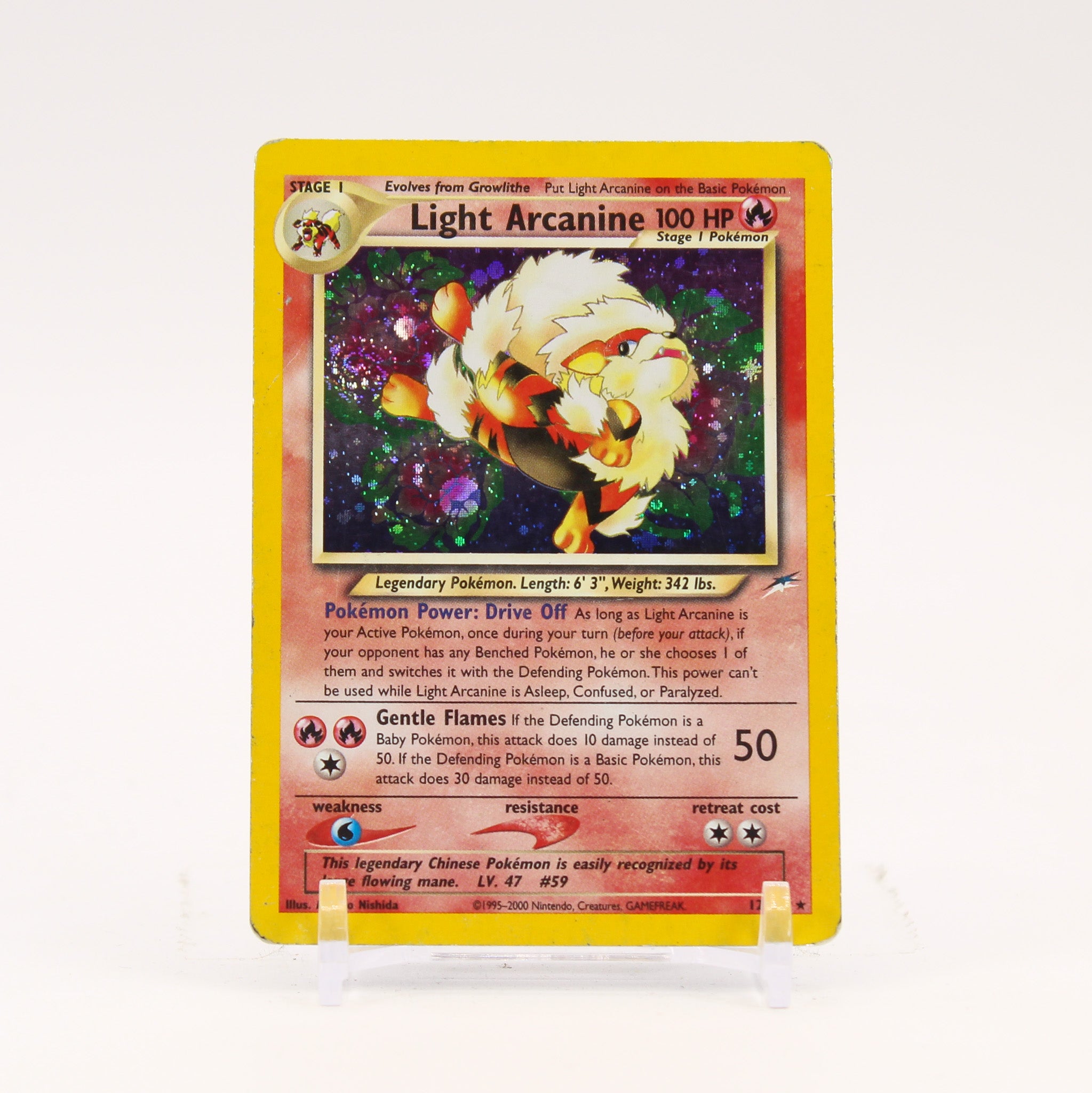 Light Arcanine - 12/105 Neo Destiny Unlimited Holo Rare SWIRL Pokemon - HP