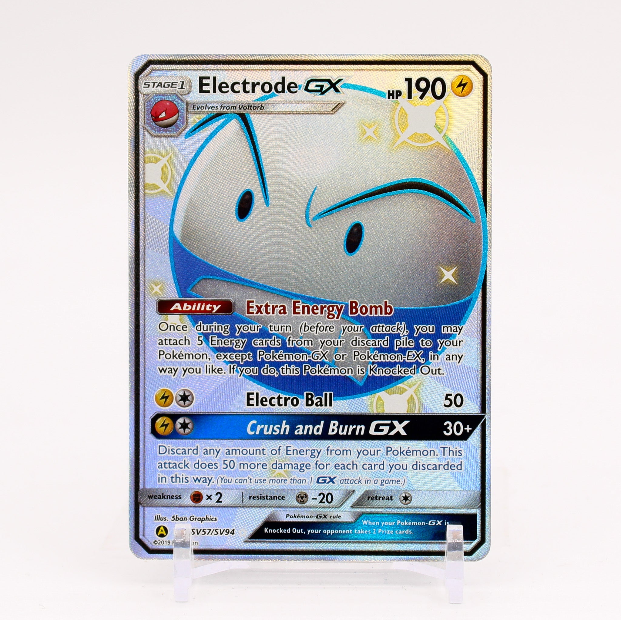 Electrode GX - SV57/SV94 Hidden Fates Full Art Shiny Pokemon - NM/MINT