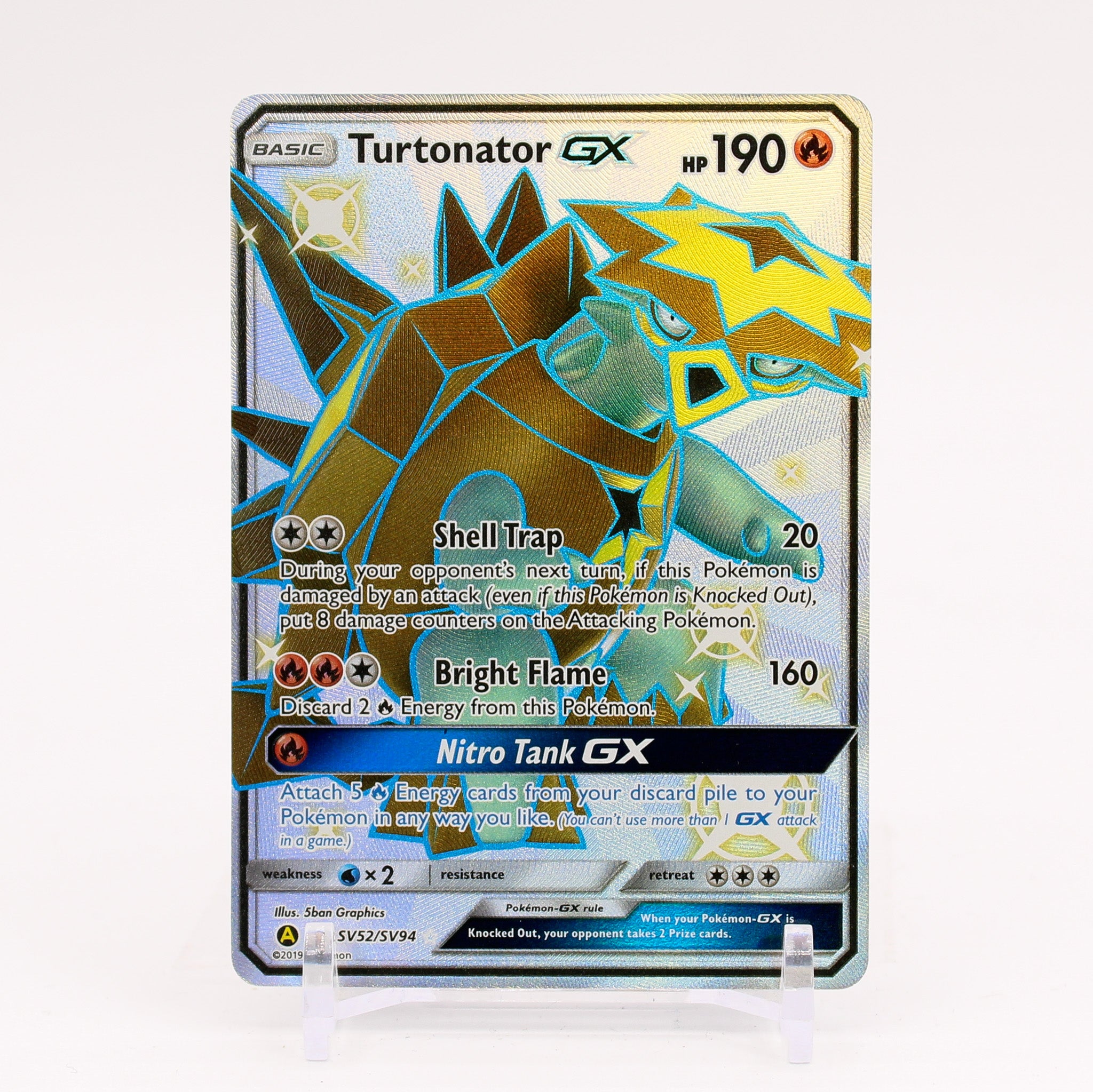 Turtonator GX - SV52/SV94 Hidden Fates Full Art Shiny Pokemon - NM/MINT
