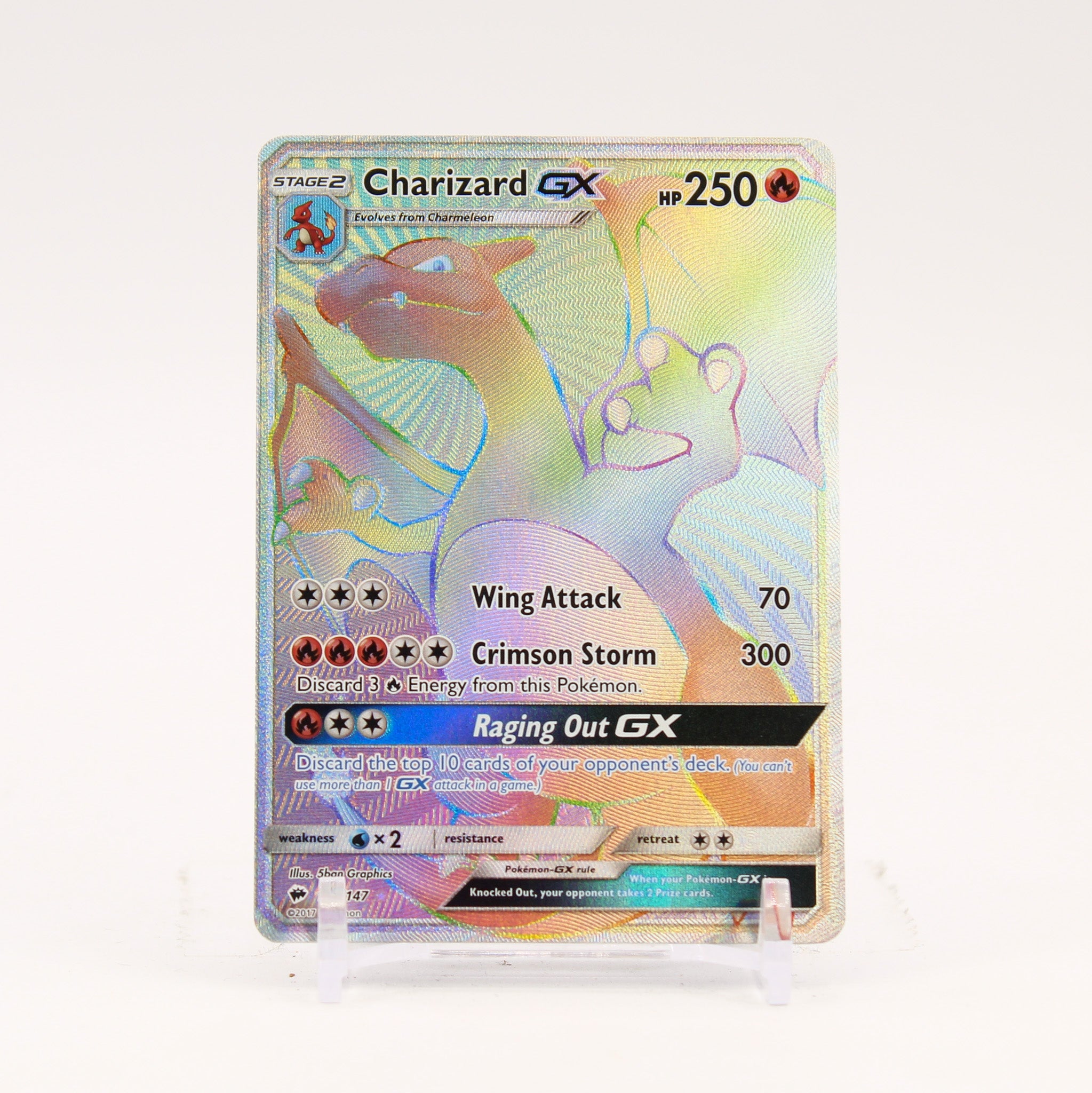 Charizard GX - 150/147 Burning Shadows Rainbow Pokemon - NM/LP