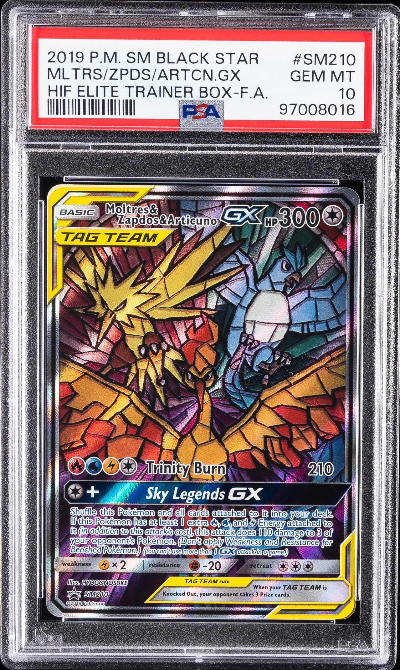 Moltres & Zapdos & Articuno GX - SM210 PSA 10 Hidden Fates ETB Promo Pokemon - GEM MINT