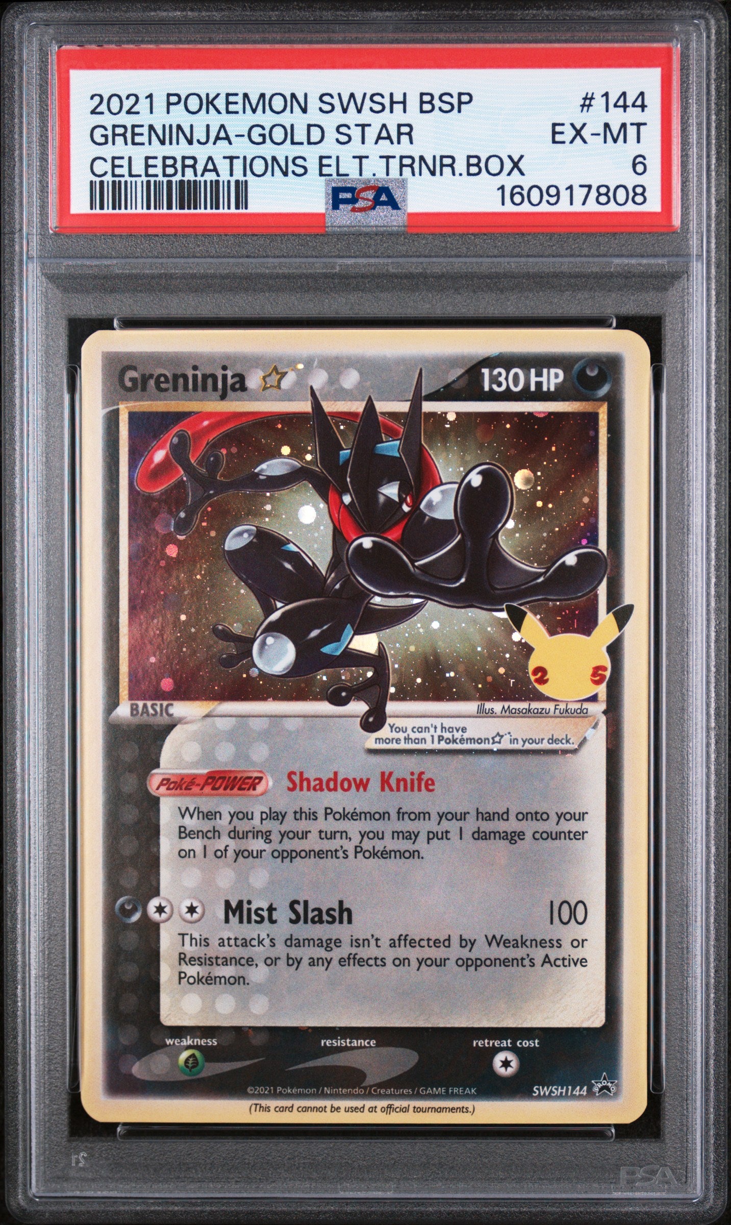 Greninja Gold Star - SWSH144 PSA 6 Black Star Celebrations ETB Promo Pokemon - EX/MT