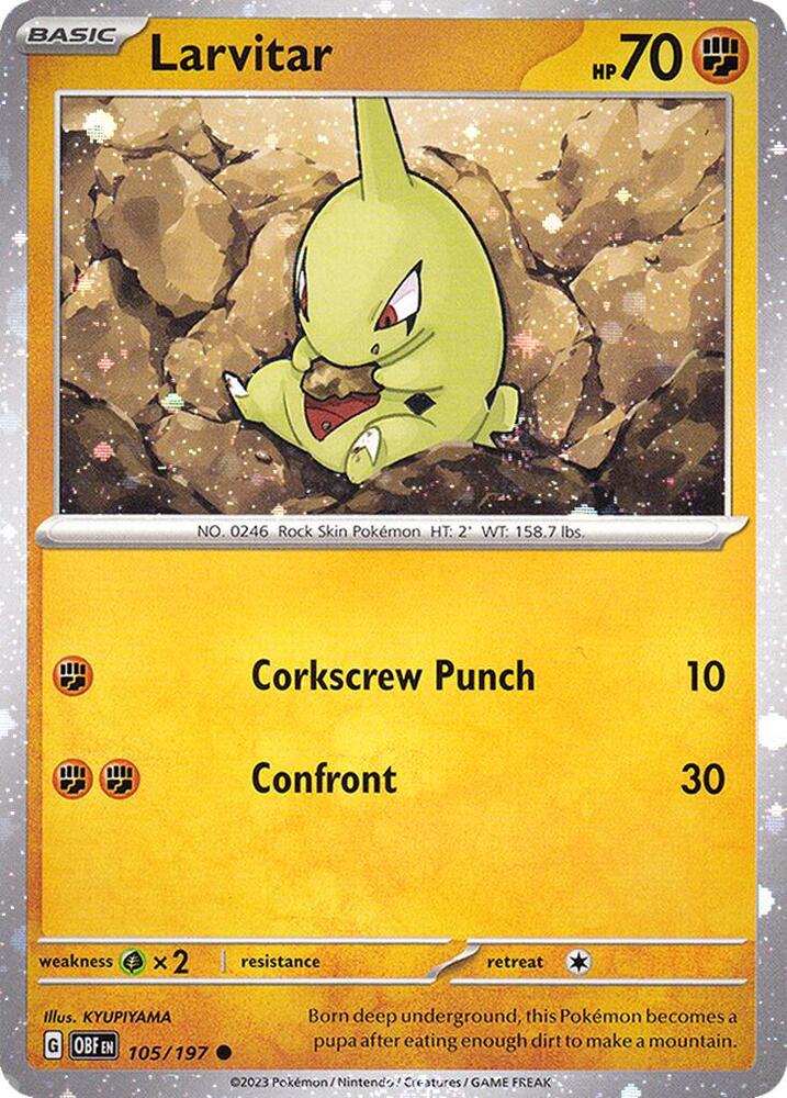 Larvitar - 105/197 Obsidian Flames Cosmos Holo Pokemon - NM/MINT