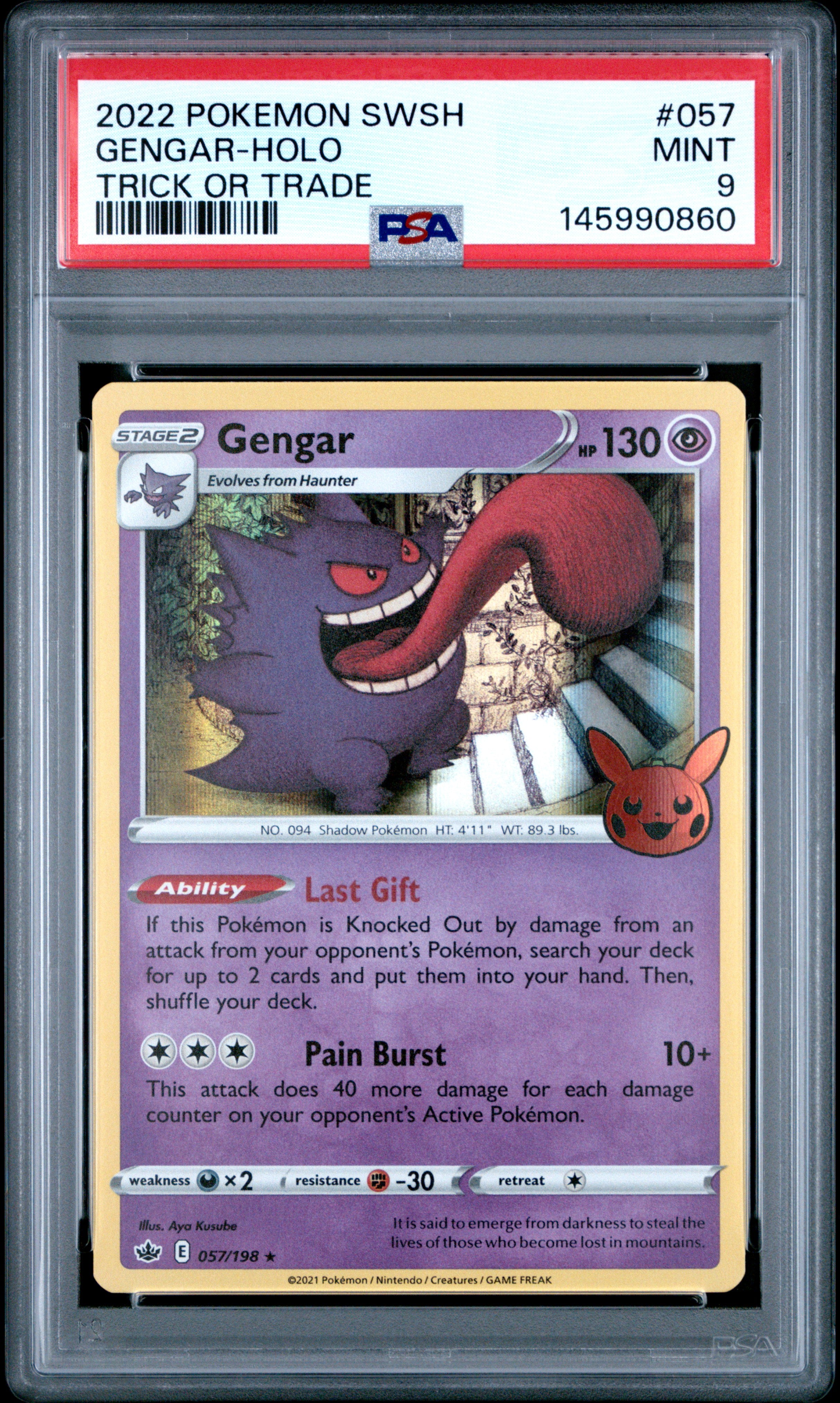 Gengar - 057/198 PSA 9 Trick Or Trade 2022 Holo Promo Pokemon - MINT