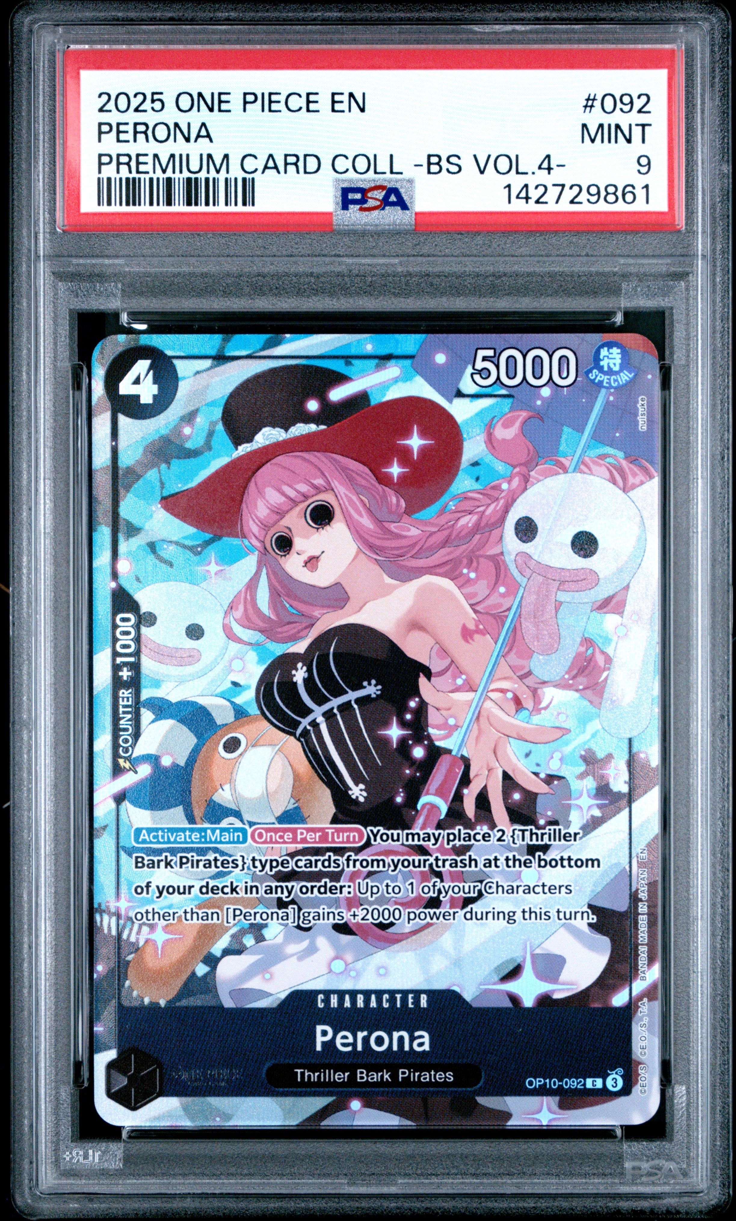 Perona - OP10-092 PSA 9 Best Selection Vol. 4 Promo One Piece - MINT