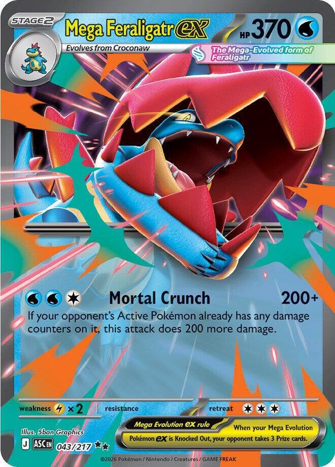 Mega Feraligatr ex - 043/217 Ascended Heroes Double Rare Pokemon - NM/MINT