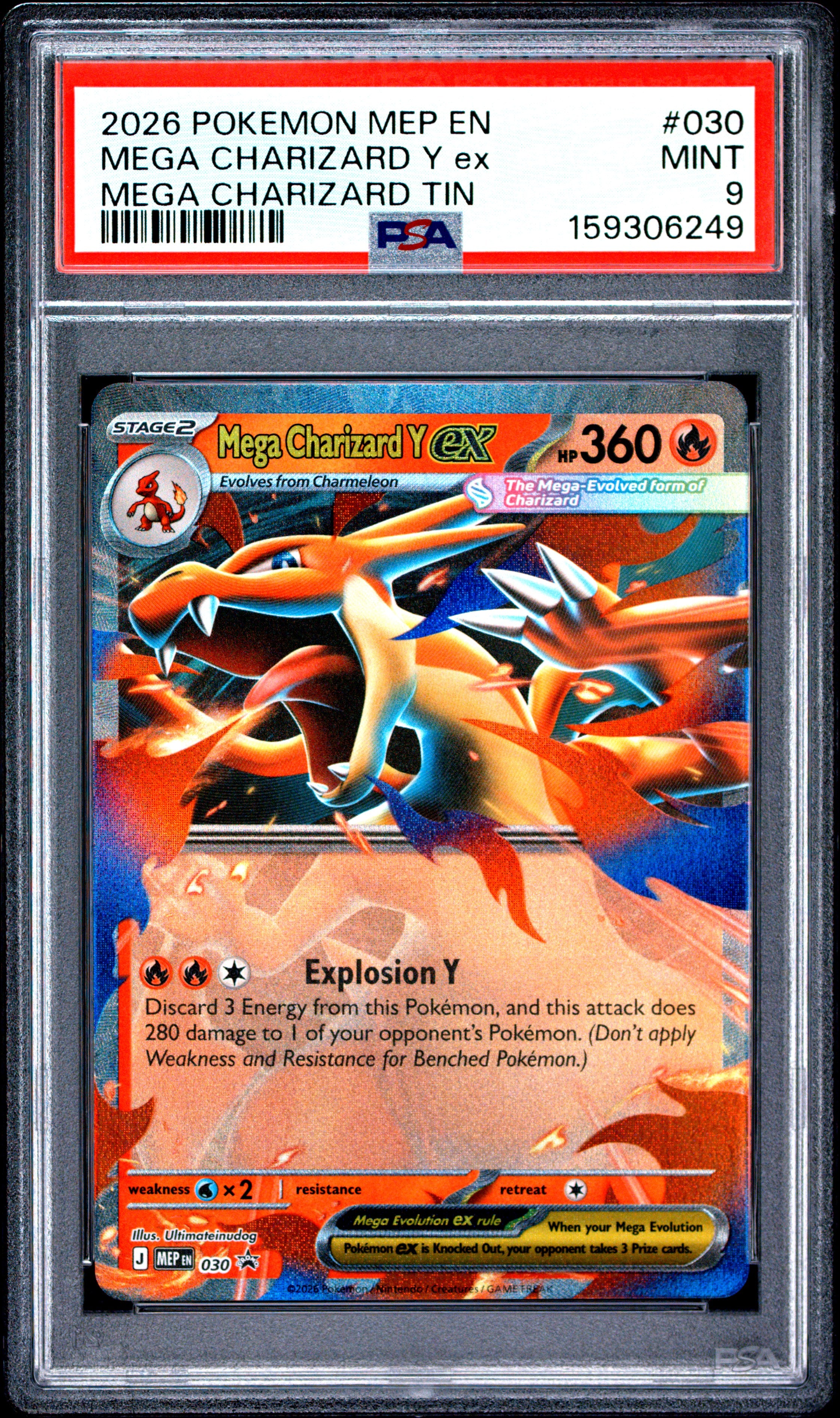 Mega Charizard Y ex - MEP030 PSA 9 Black Star Promo Pokemon - MINT