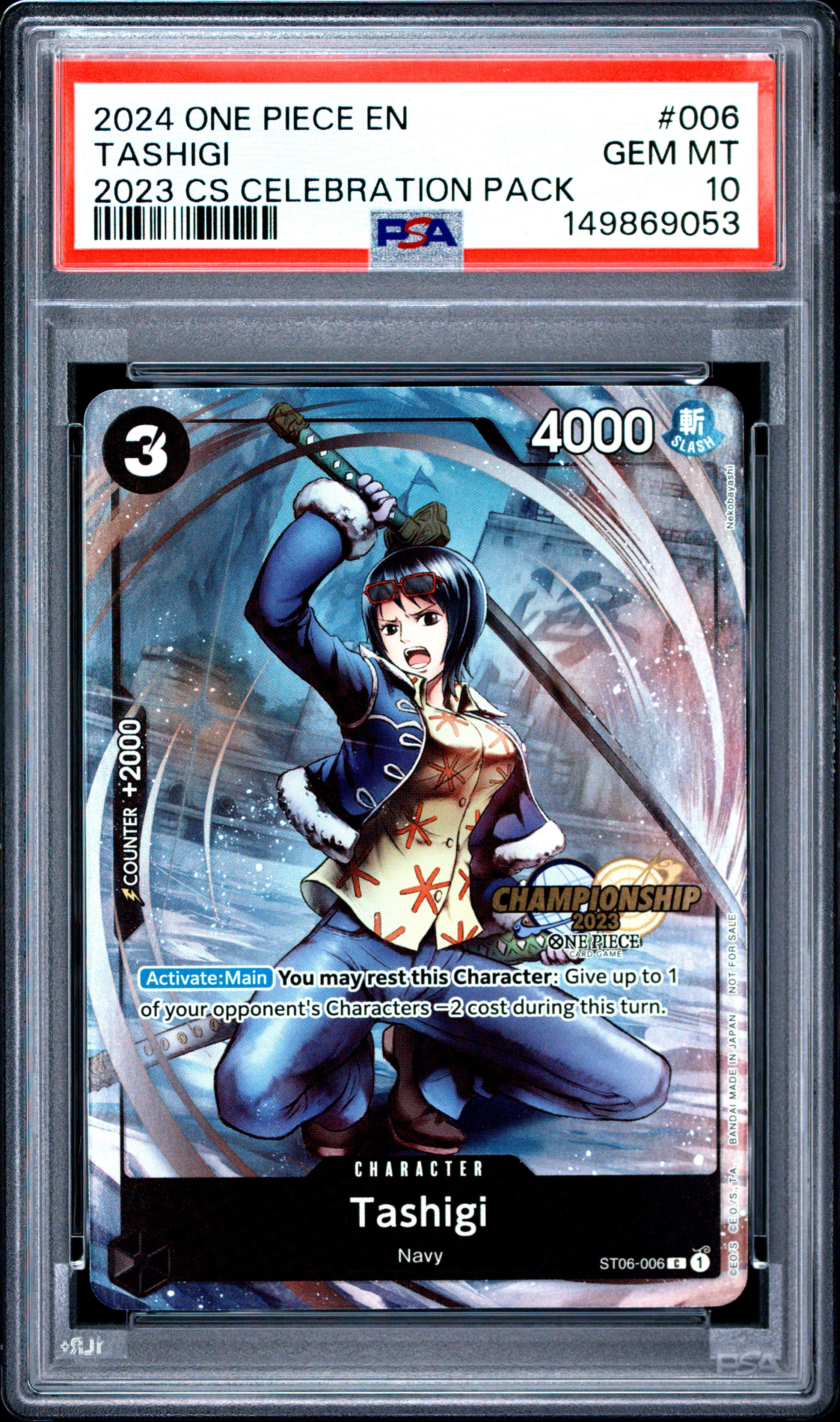 Tashigi - ST06-006 PSA 10 2023 Celebration Pack Promo One Piece - GEM MINT