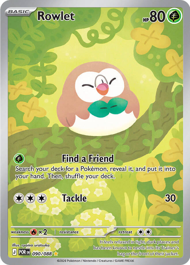 Rowlet - 090/088 Perfect Order Illustration Rare Pokemon - NM/MINT