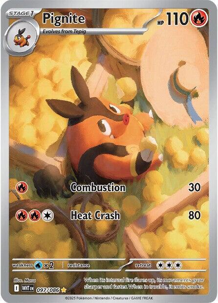 Pignite - 097/086 White Flare Illustration Rare Pokemon - NM/MINT