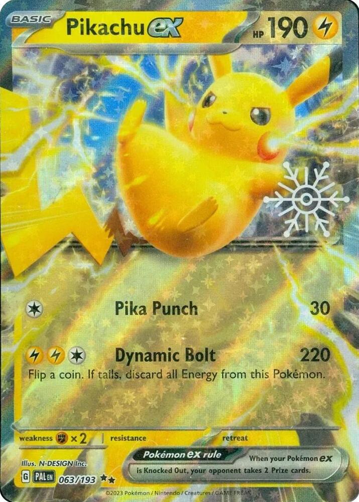 Pikachu ex - 063/193 Paldea Evolved (Holiday Calendar) Double Rare Pokemon - NM/MINT