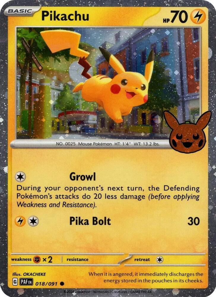 Pikachu - 018/091 Trick or Trade Cosmos Holo Pokemon - NM/MINT