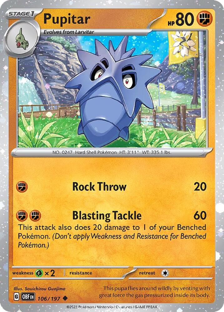 Pupitar - 106/197 Obsidian Flames Cosmos Holo Promo Pokemon - NM/MINT