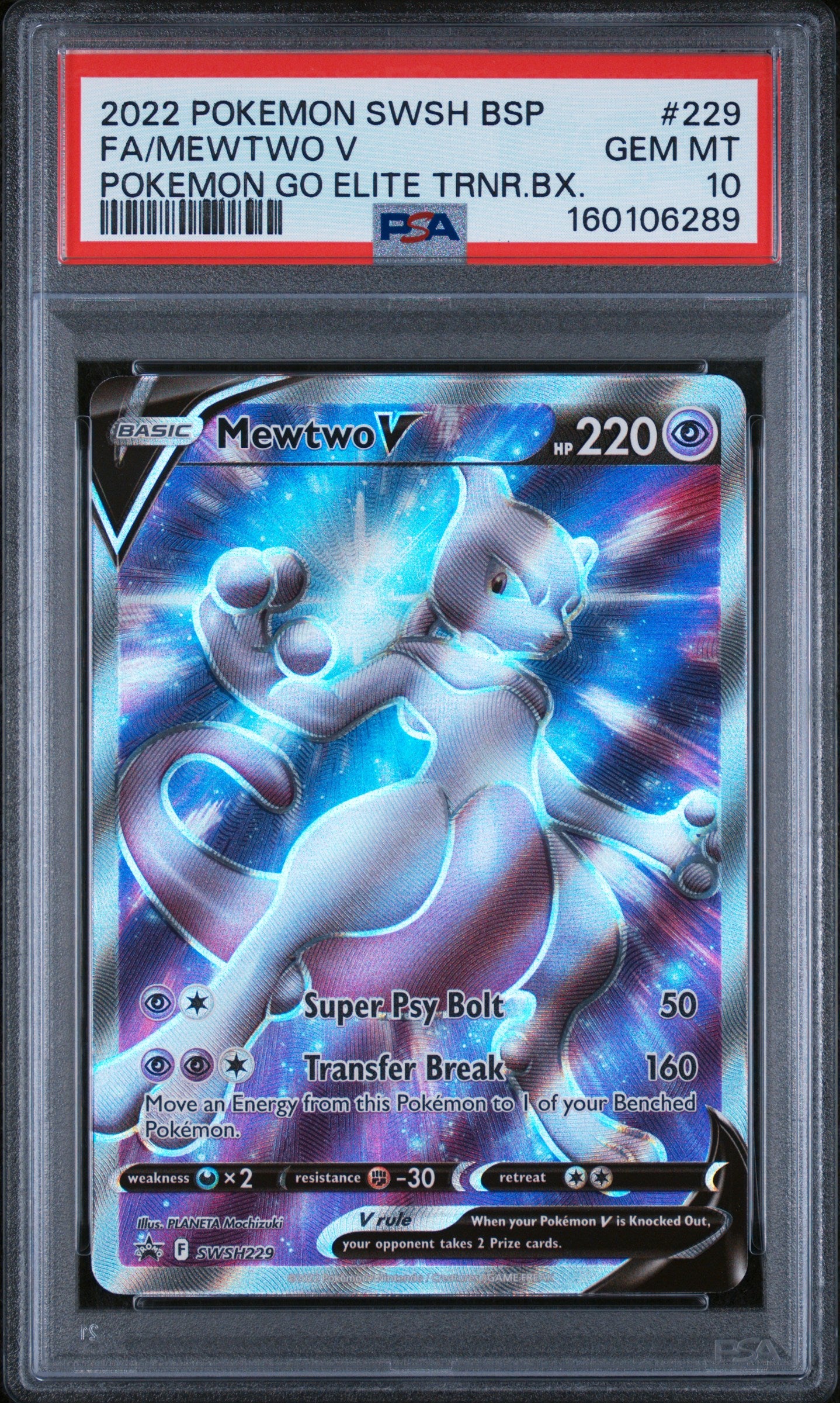 Mewtwo V - SWSH229 PSA 10 Black Star Full Art Promo Pokemon - GEM MINT