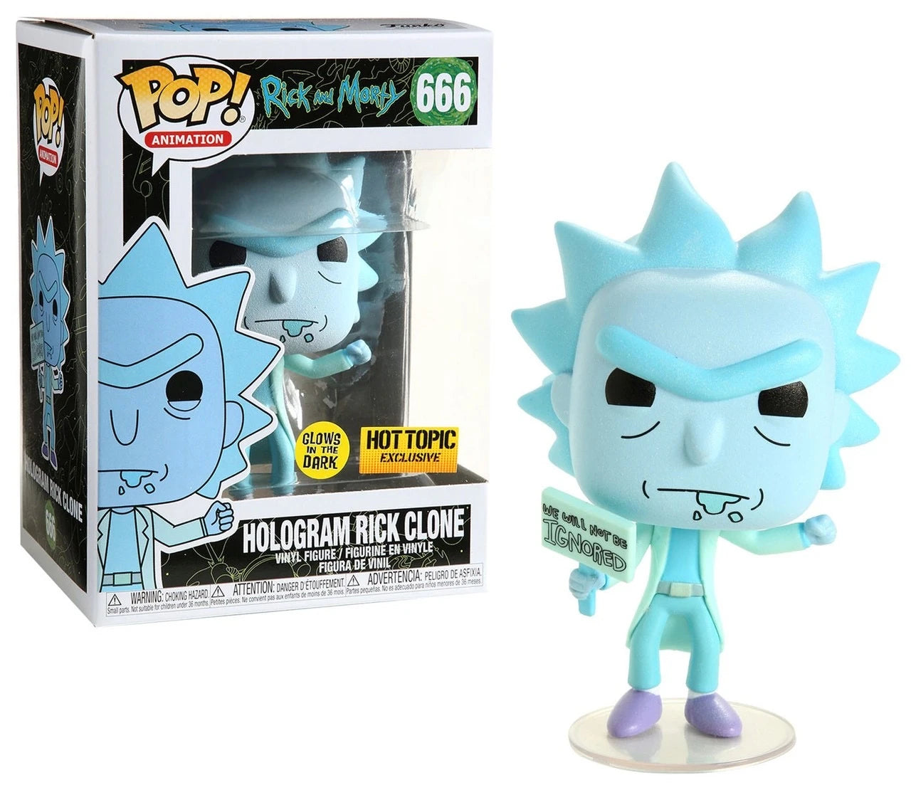 Funko Pop - Rick & Morty Vinyl Figure - Hologram Rick Clone 666 GITD HT Exc