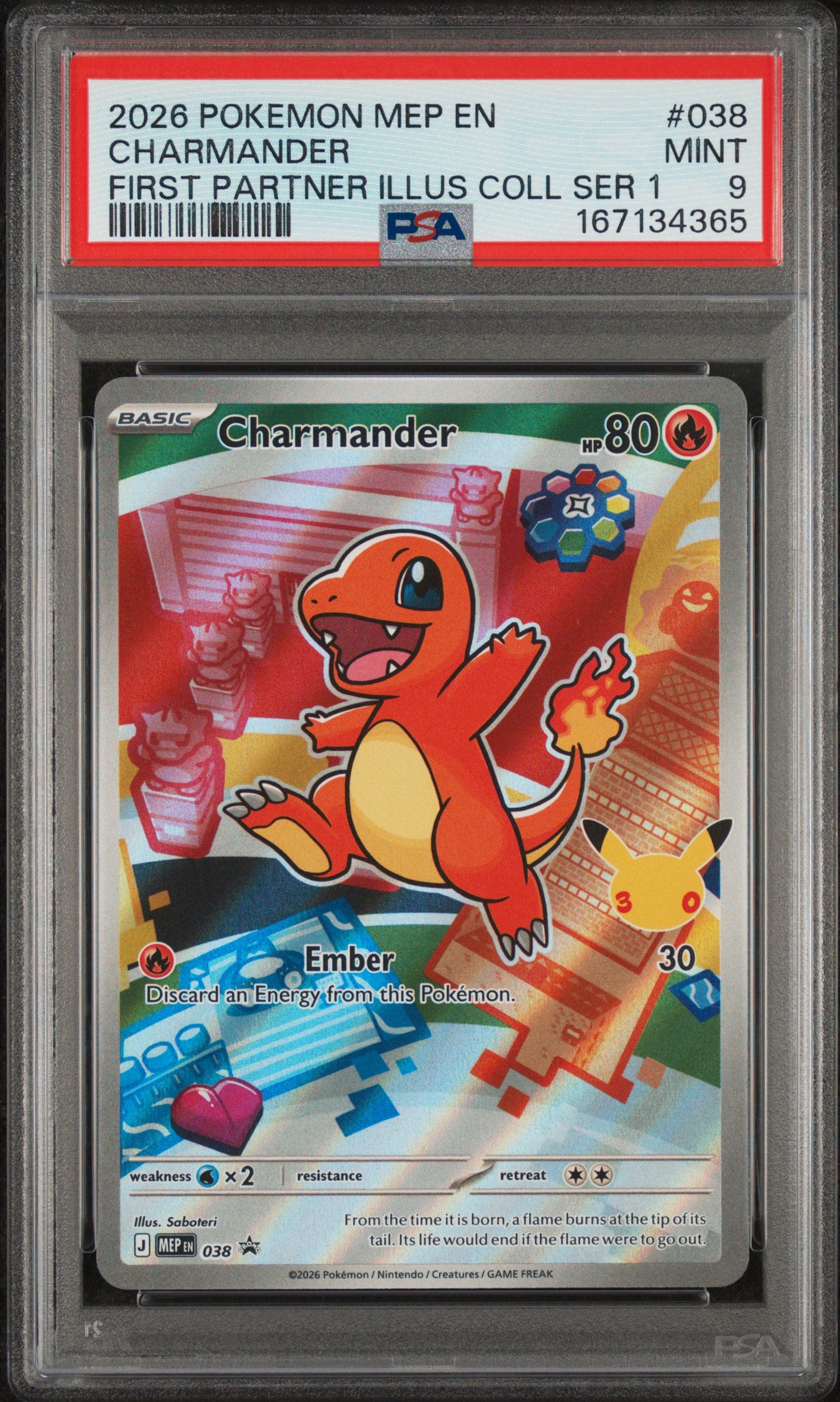 Charmander - MEP038 PSA 9 Mega Evolution First Partner Promo Pokemon - MINT
