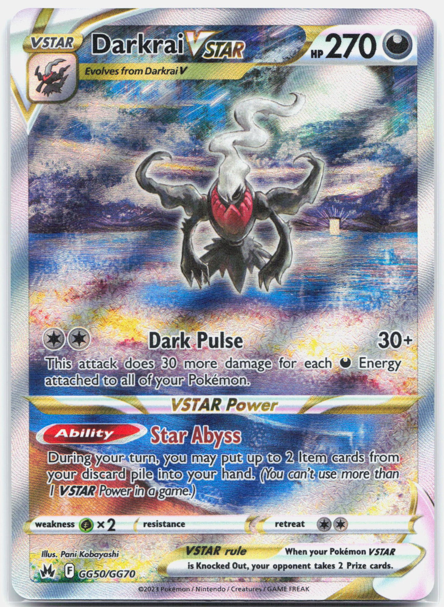 Darkrai Vstar - GG50/GG70 Crown Zenith Gallery Pokemon - NM
