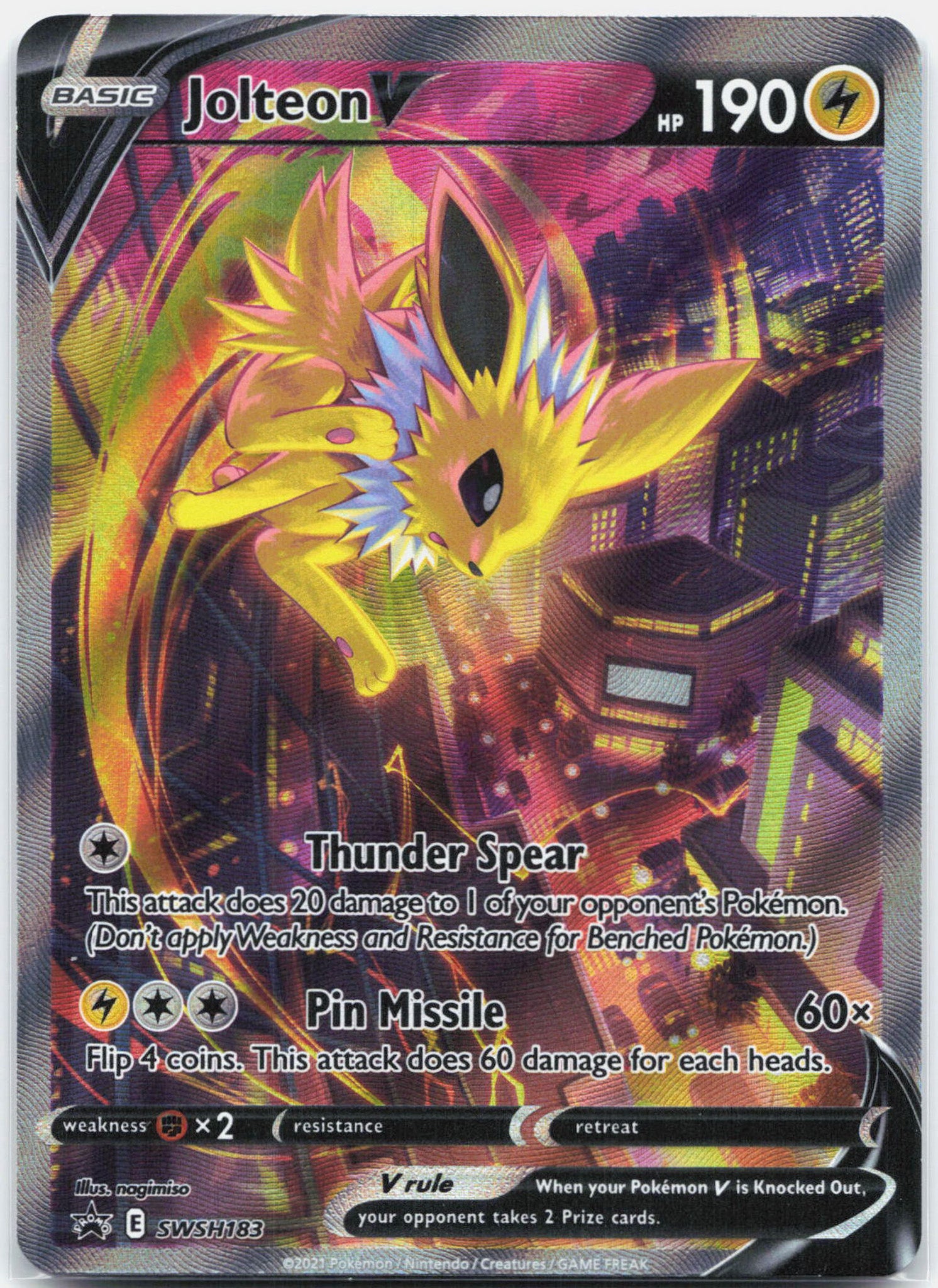 Jolteon V - SWSH183 Black Star Promo Alternate Art Pokemon - NM
