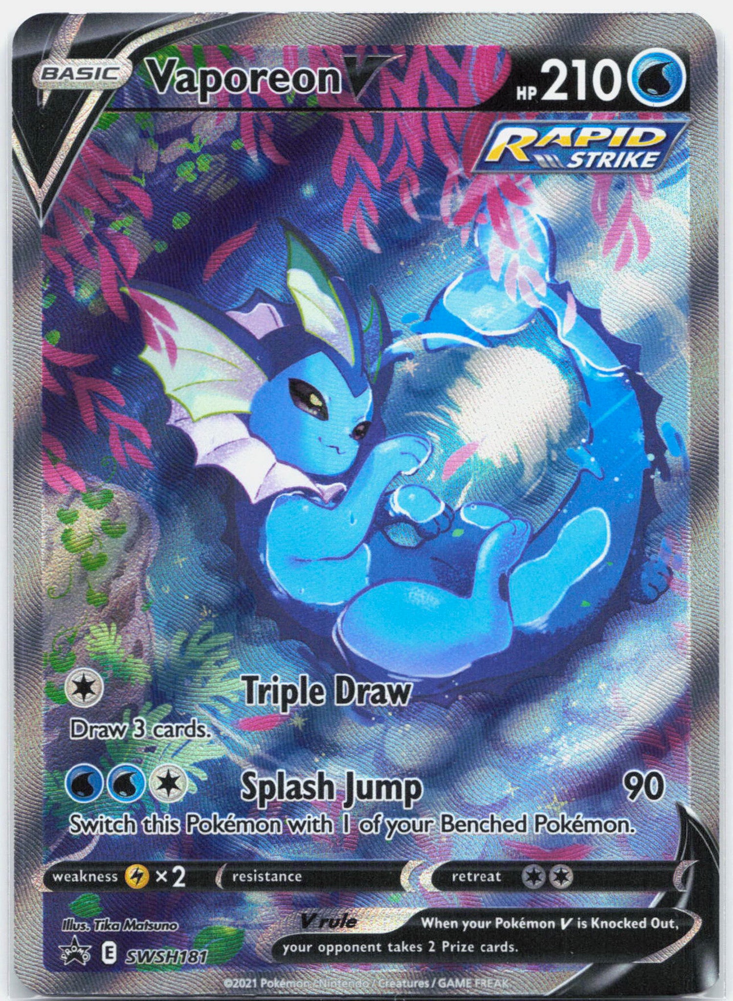Vaporeon V - SWSH181 Black Star Promo Alternate Art Pokemon - NM/LP