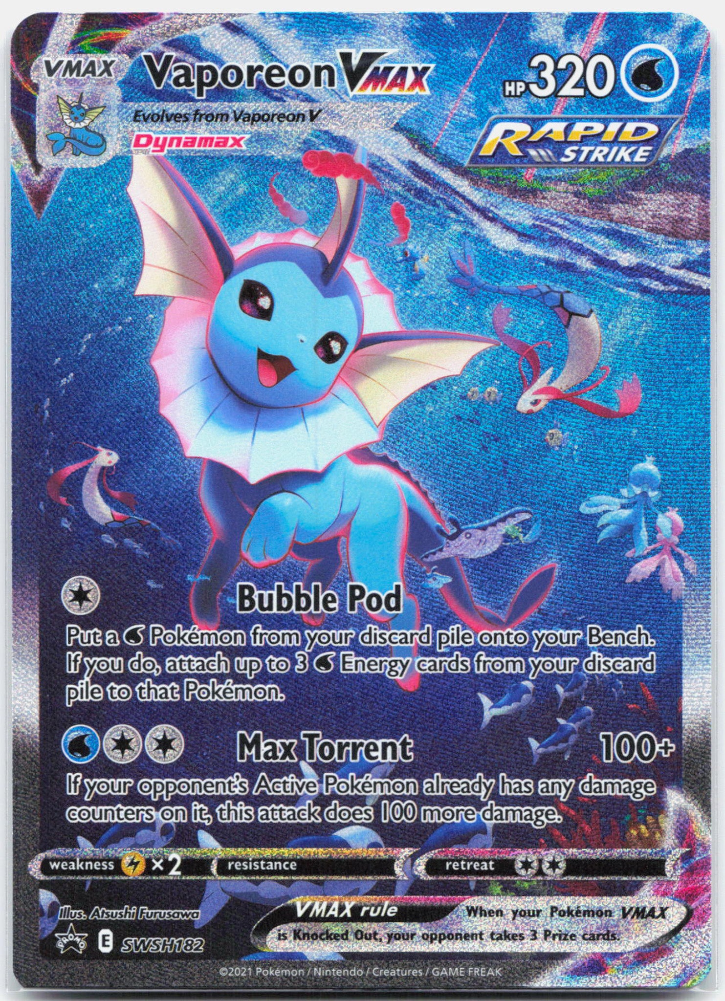 Vaporeon Vmax - SWSH182 Black Star Promo Alternate Art Pokemon - NM