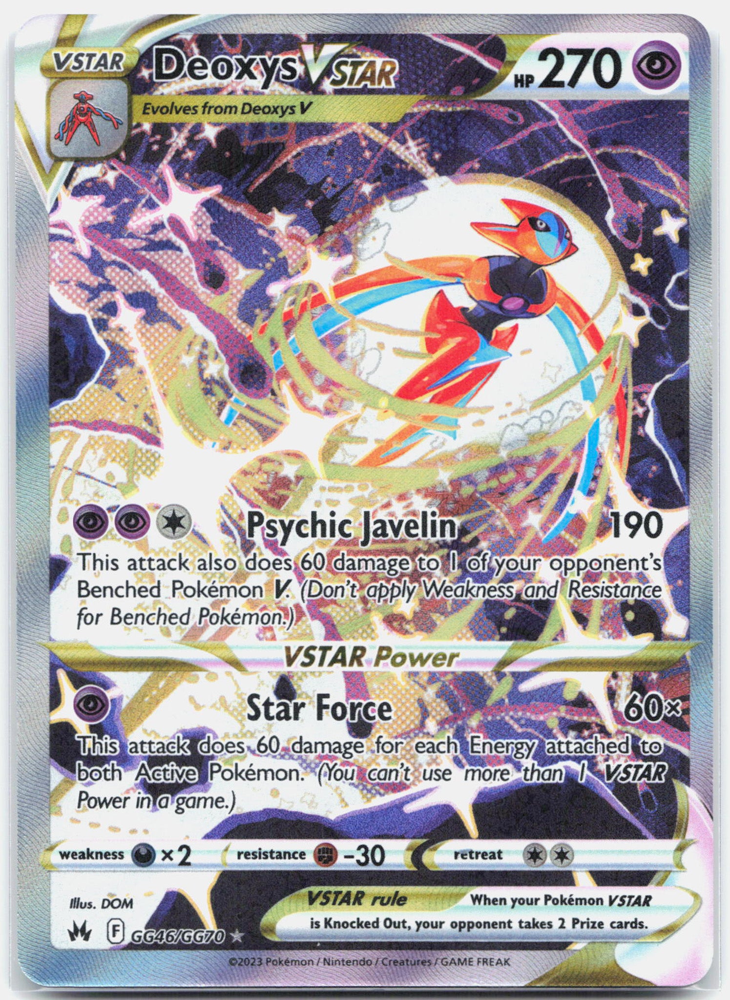 Deoxys Vstar - GG46/GG70 Crown Zenith Gallery Pokemon - NM