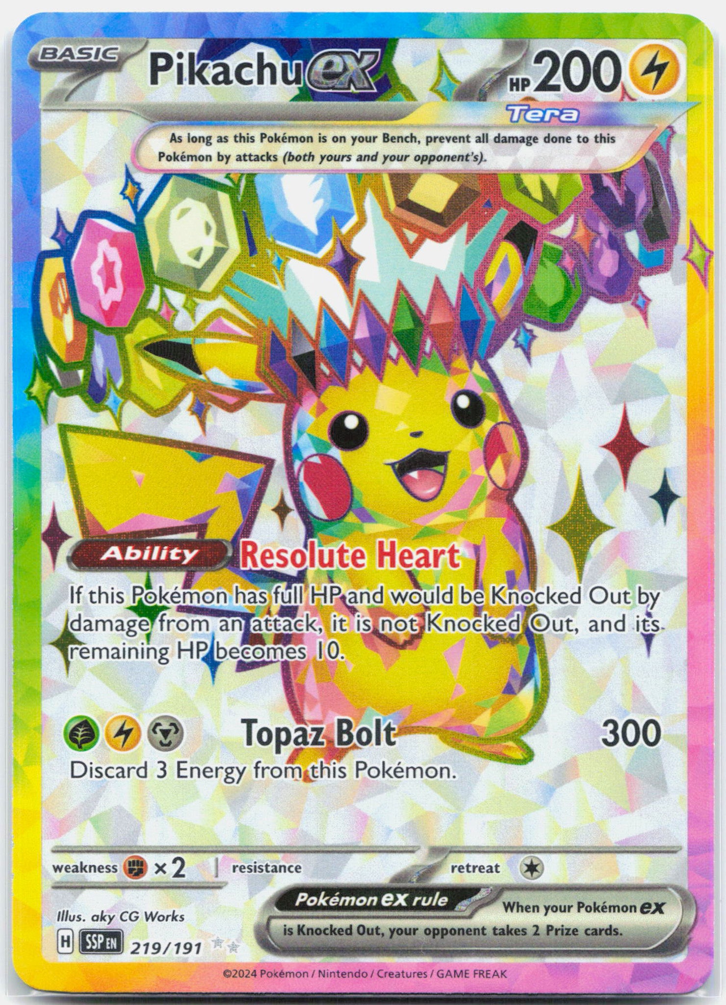 Pikachu ex - 219/191 Surging Sparks Full Art Pokemon - NM/LP