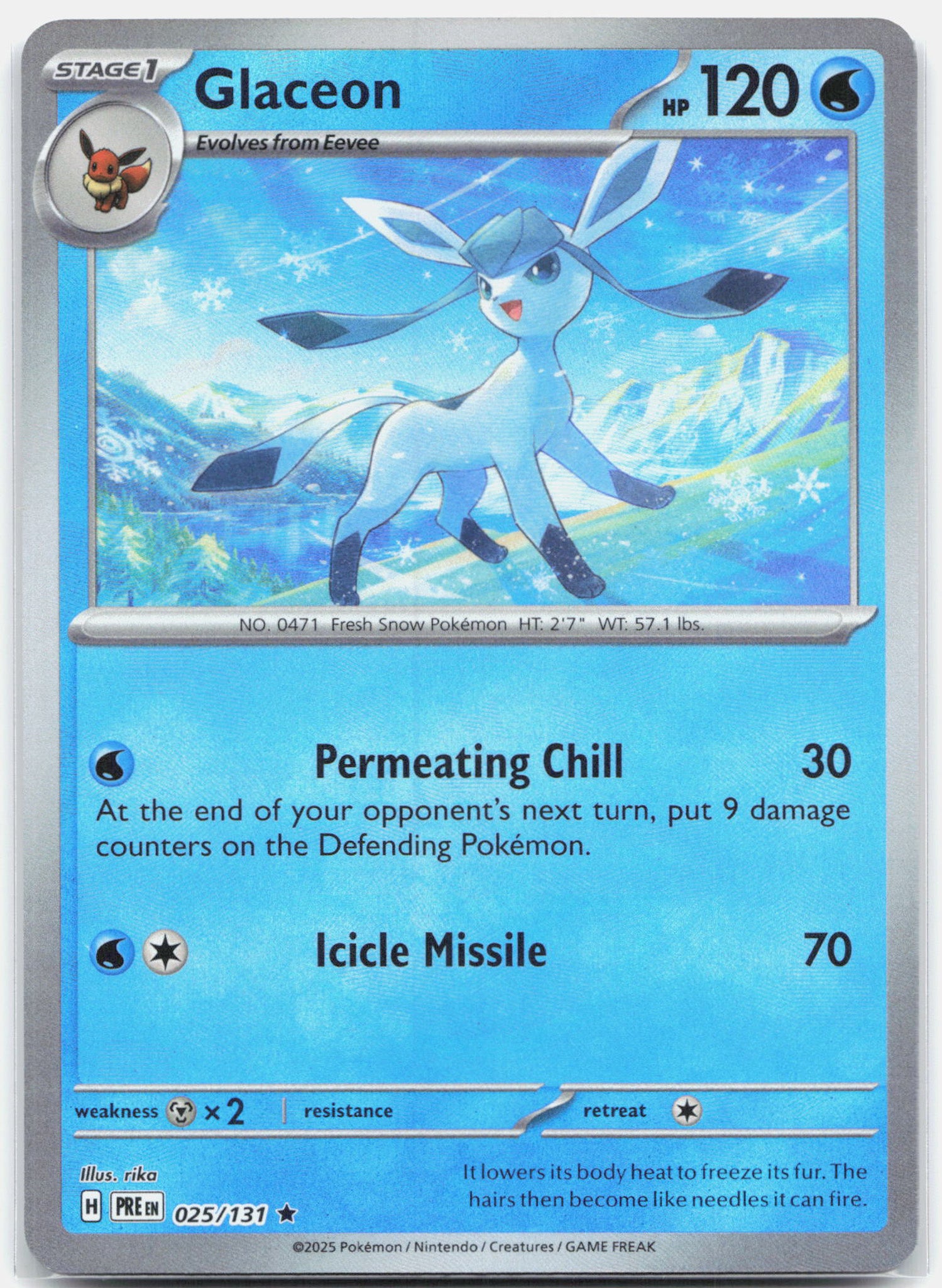 Glaceon - 025/131 Prismatic Evolutions MASTER BALL Holo Pokemon - NM