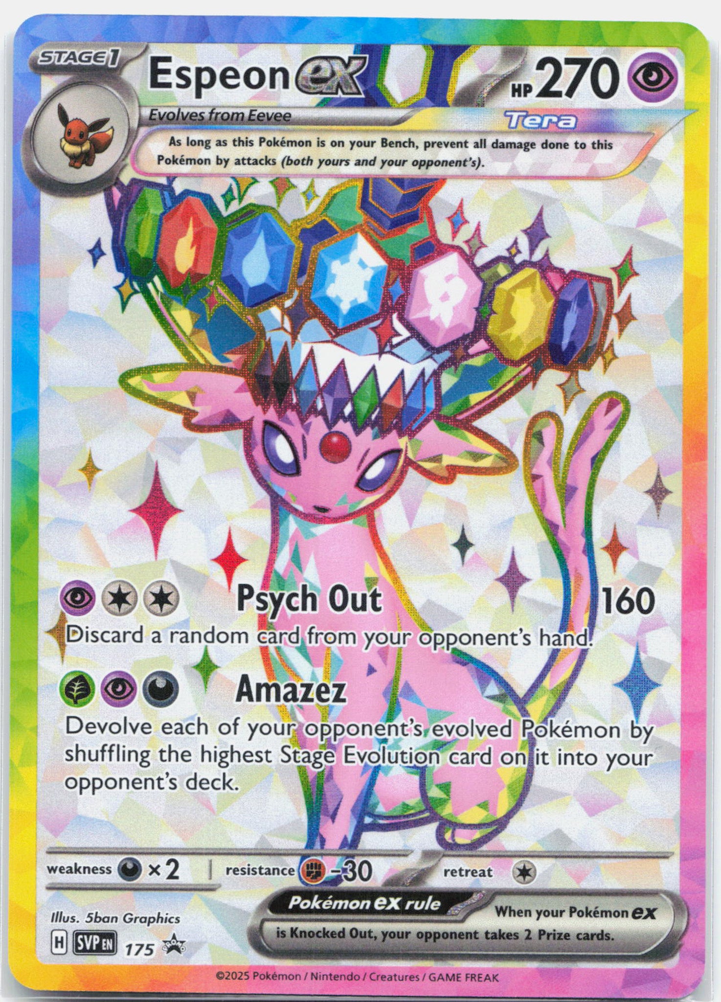 Espeon ex - SVP175 Black Star Full Art Promo Pokemon - NM/MINT