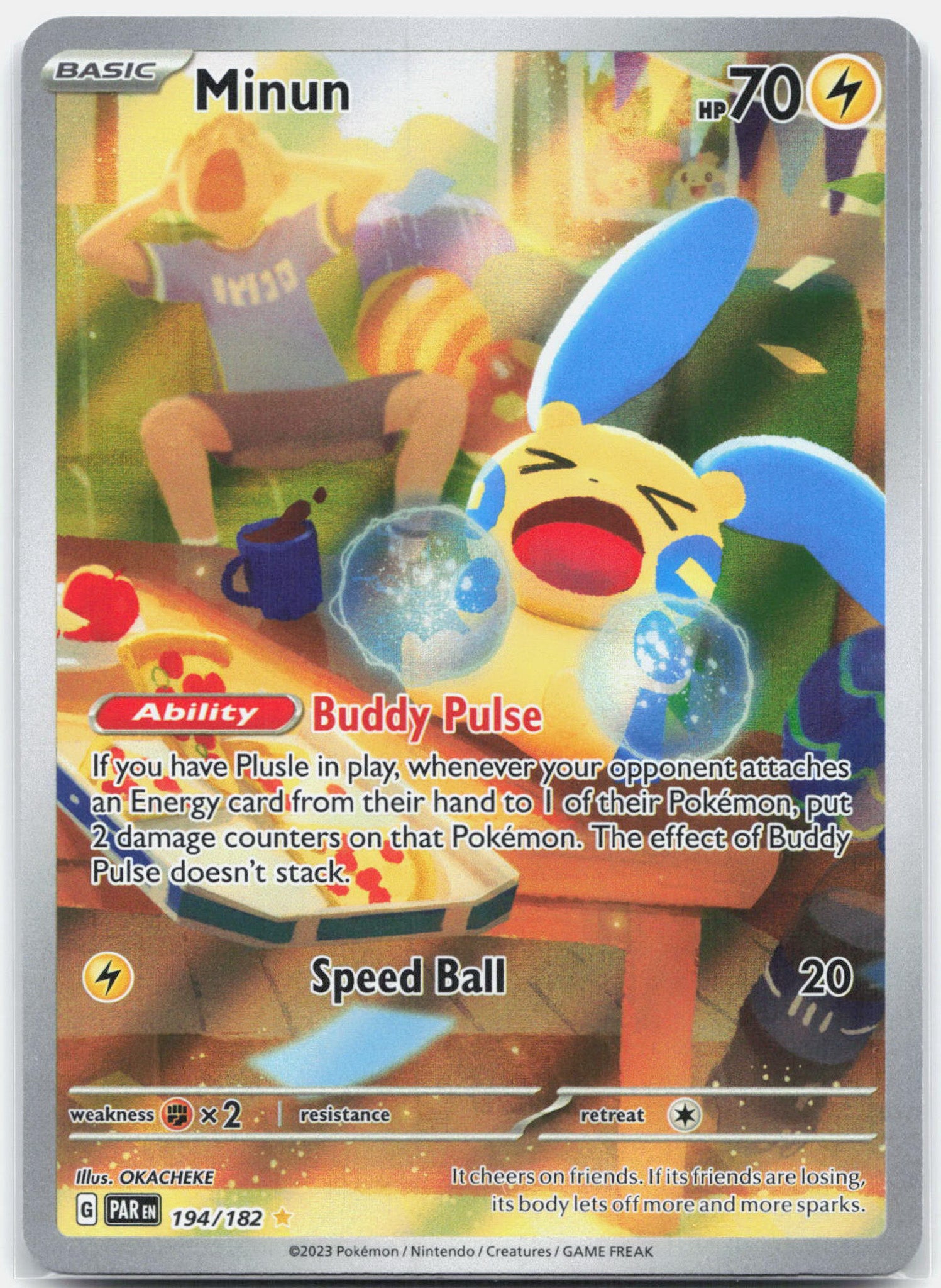 Minun - 194/182 Paradox Rift Illustration Rare Pokemon - NM