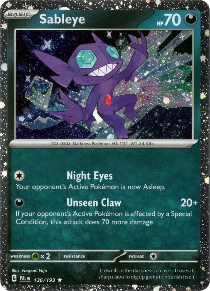 Sableye - 136/193 Paldea Evolved Cosmos Holo Rare Pokemon - NM/MINT