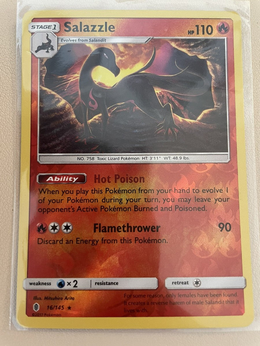 Salazzle - 16/145 Guardians Rising Reverse Holo Rare Pokemon - NM/MINT