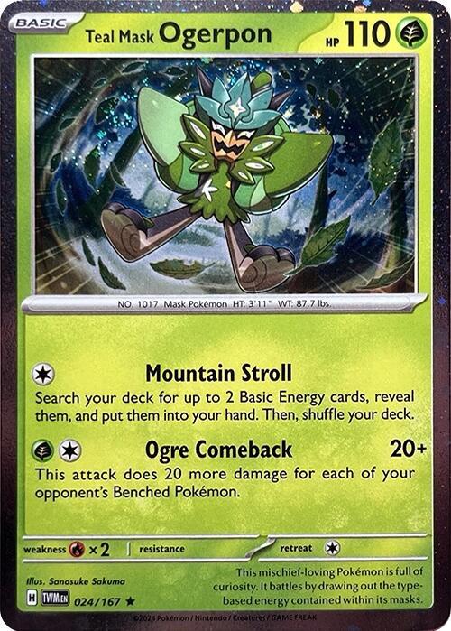 Teal Mask Ogerpon - 024/167 Cosmos Promo Holo Pokemon - NM/MIN
