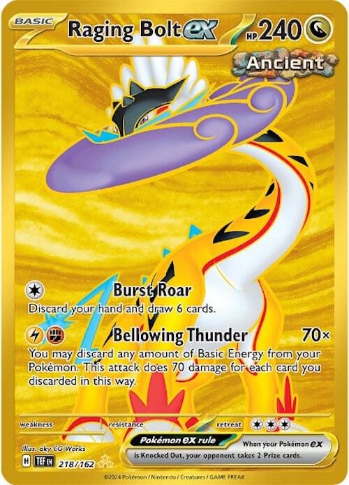 Raging Bolt ex - 218/162 Temporal Forces Hyper Rare Pokemon - NM/MINT