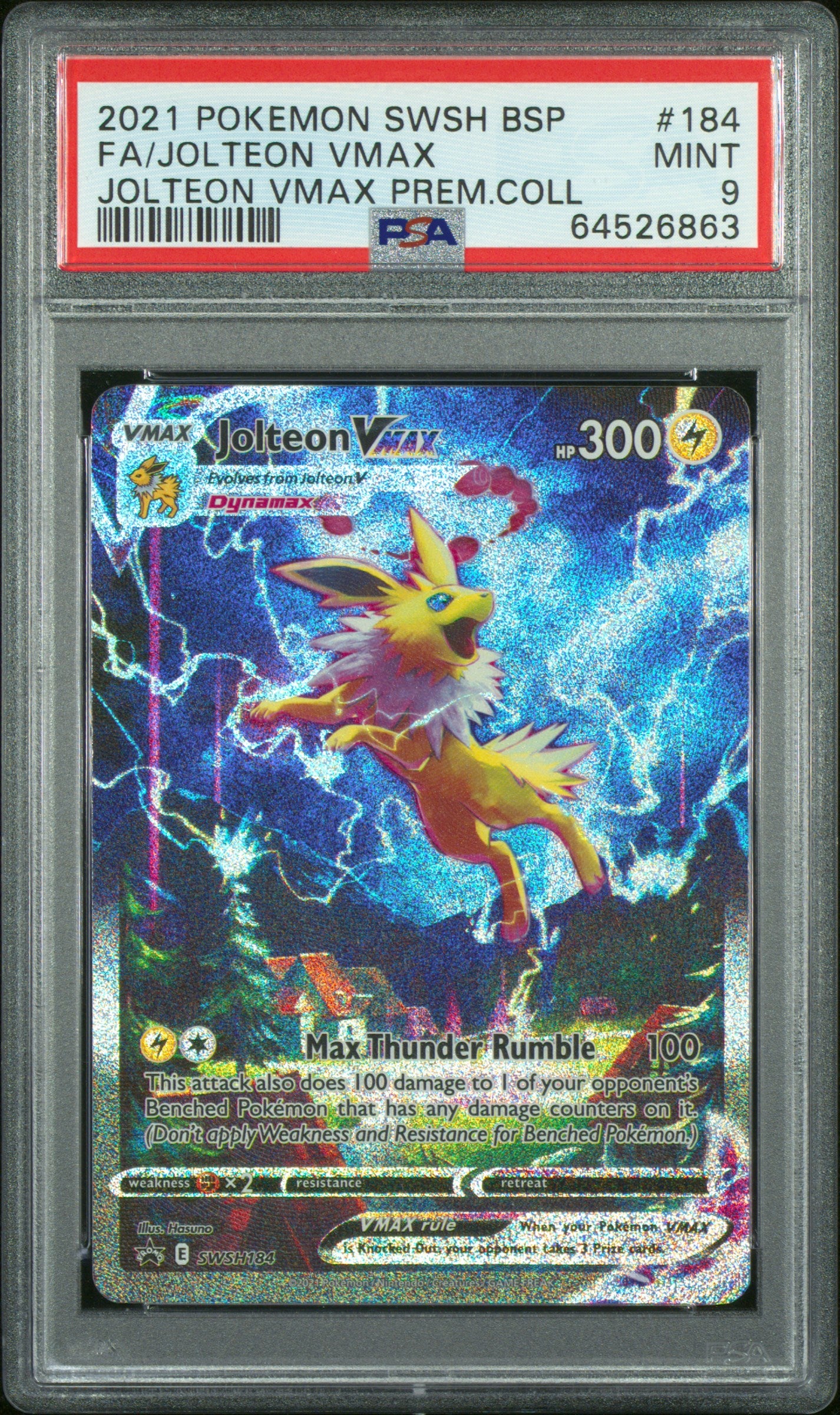 Jolteon Vmax - SWSH184 PSA 9 Black Star Promo Alternate Art Pokemon - MINT