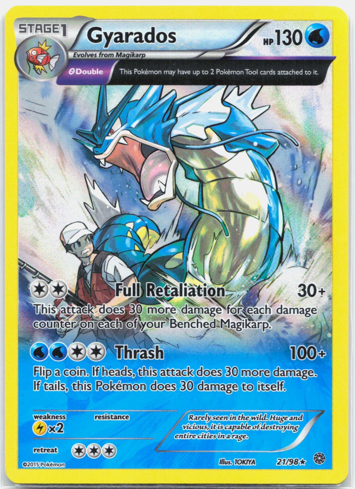 Gyarados - 21/98 Ancient Origins Full Art Holo Rare Pokemon - LP/MP