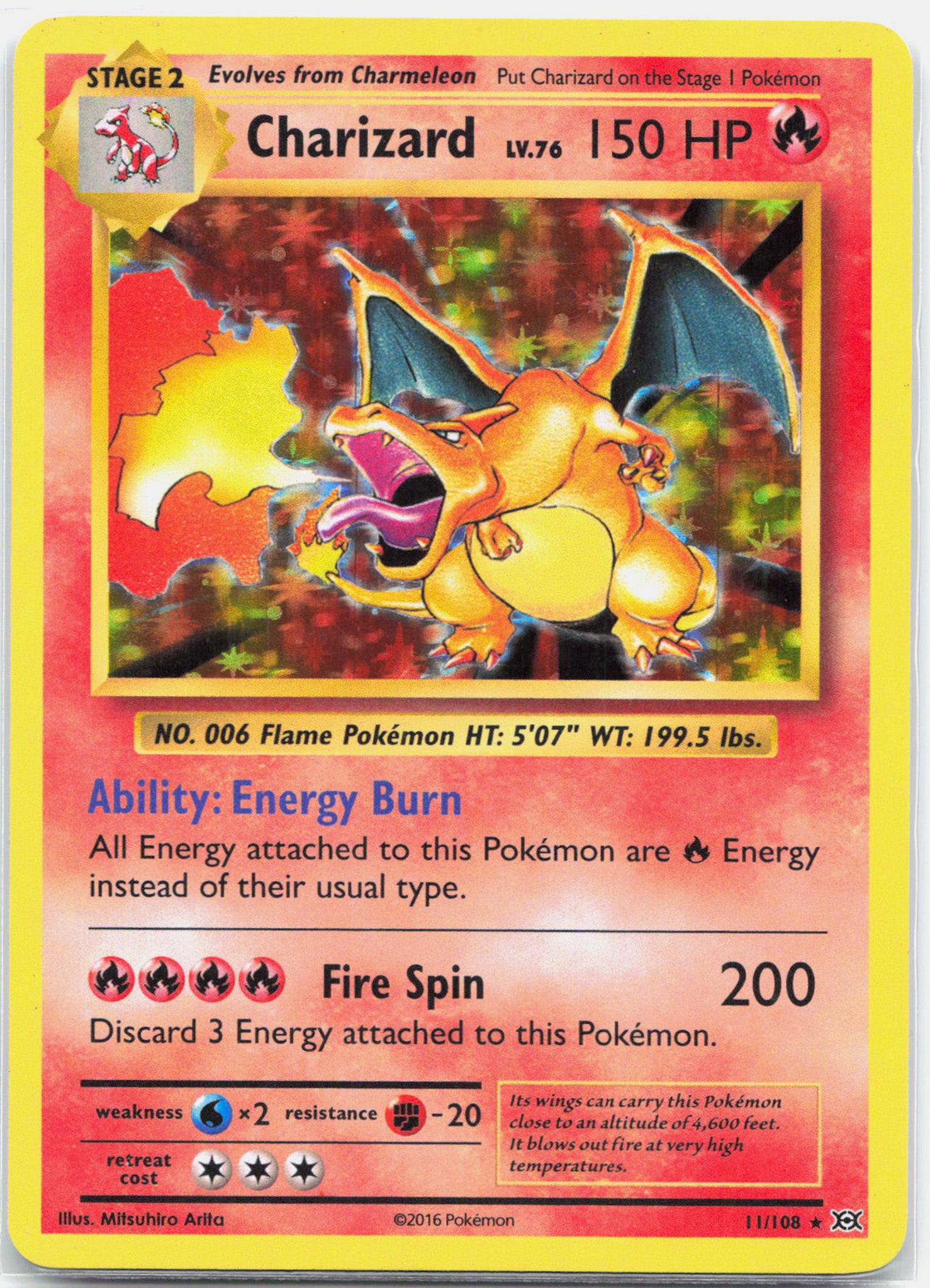 Charizard - 11/108 Evolutions Holo Rare Pokemon - MP