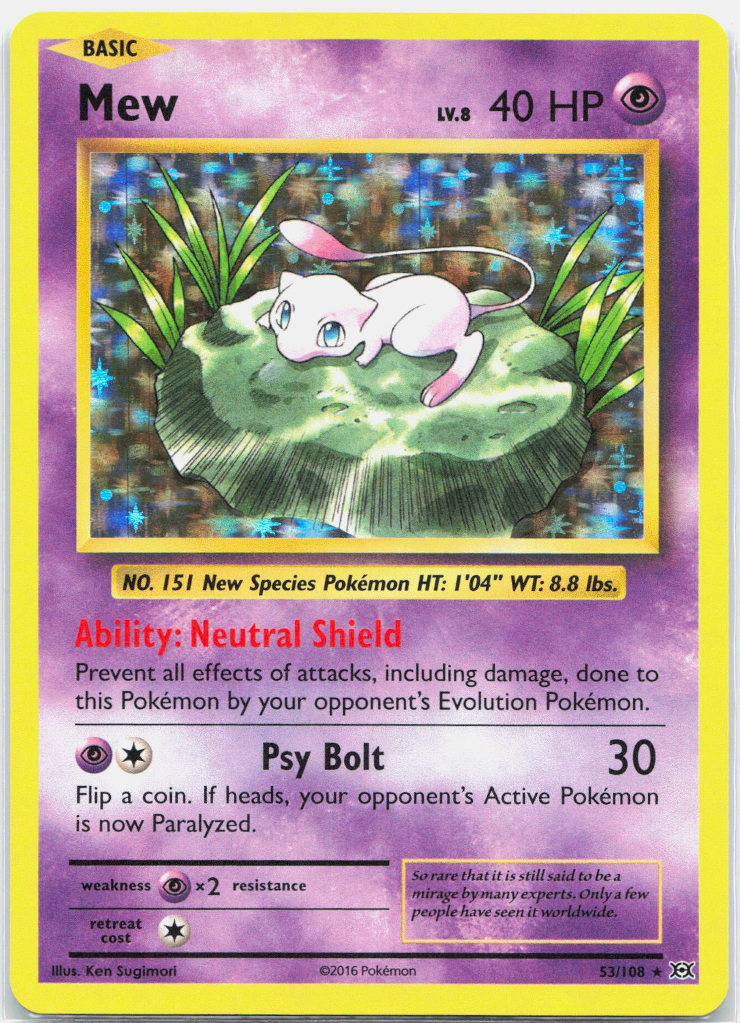 Mew - 53/108 Evolutions Holo Rare Pokemon - NM