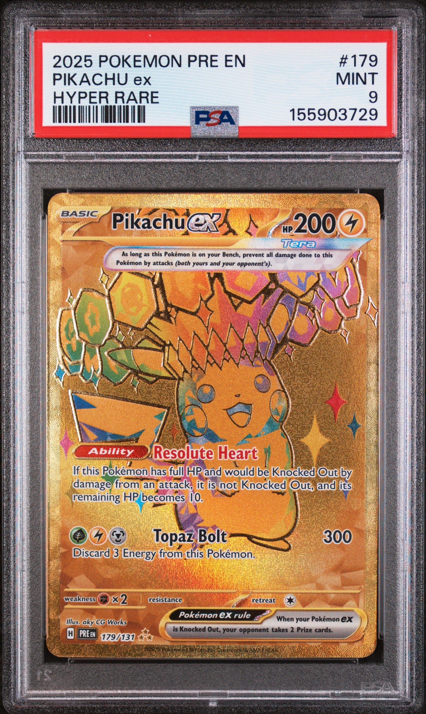 Pikachu EX - 179/131 PSA 9 Prismatic Evolutions Gold Pokemon - MINT