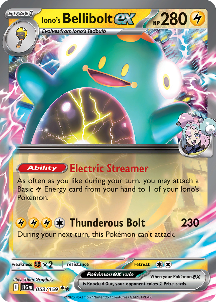 Iono's Bellibolt ex - 053/159 Journey Together Double Rare Holo Pokemon - NM