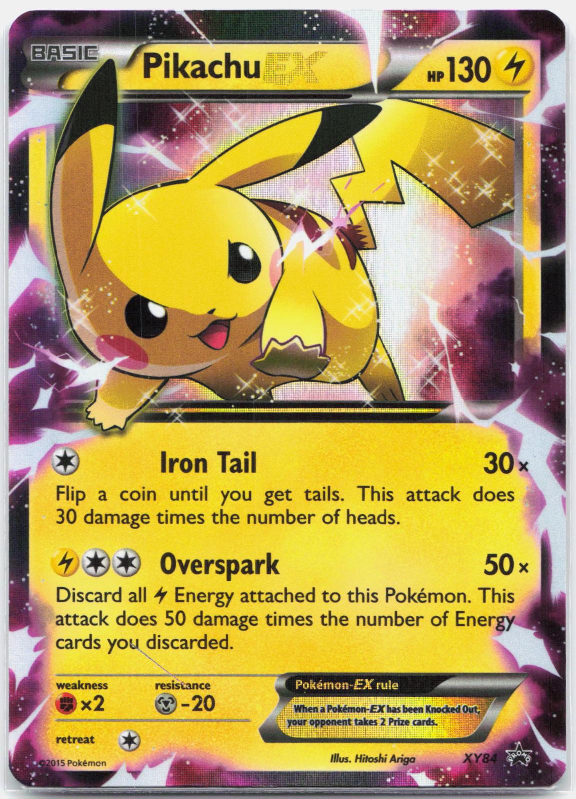 Pikachu EX - XY84 Black Star Holo Promo Pokemon - LP/MP