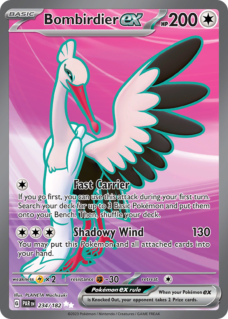 Bombirdier ex - 234/182 Paradox Rift Ultra Rare Holo Pokemon - NM
