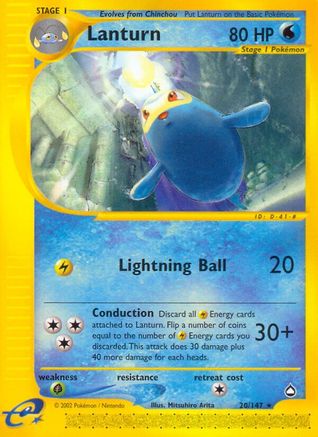 Lanturn - 20/147 Aquapolis Rare Pokemon - NM