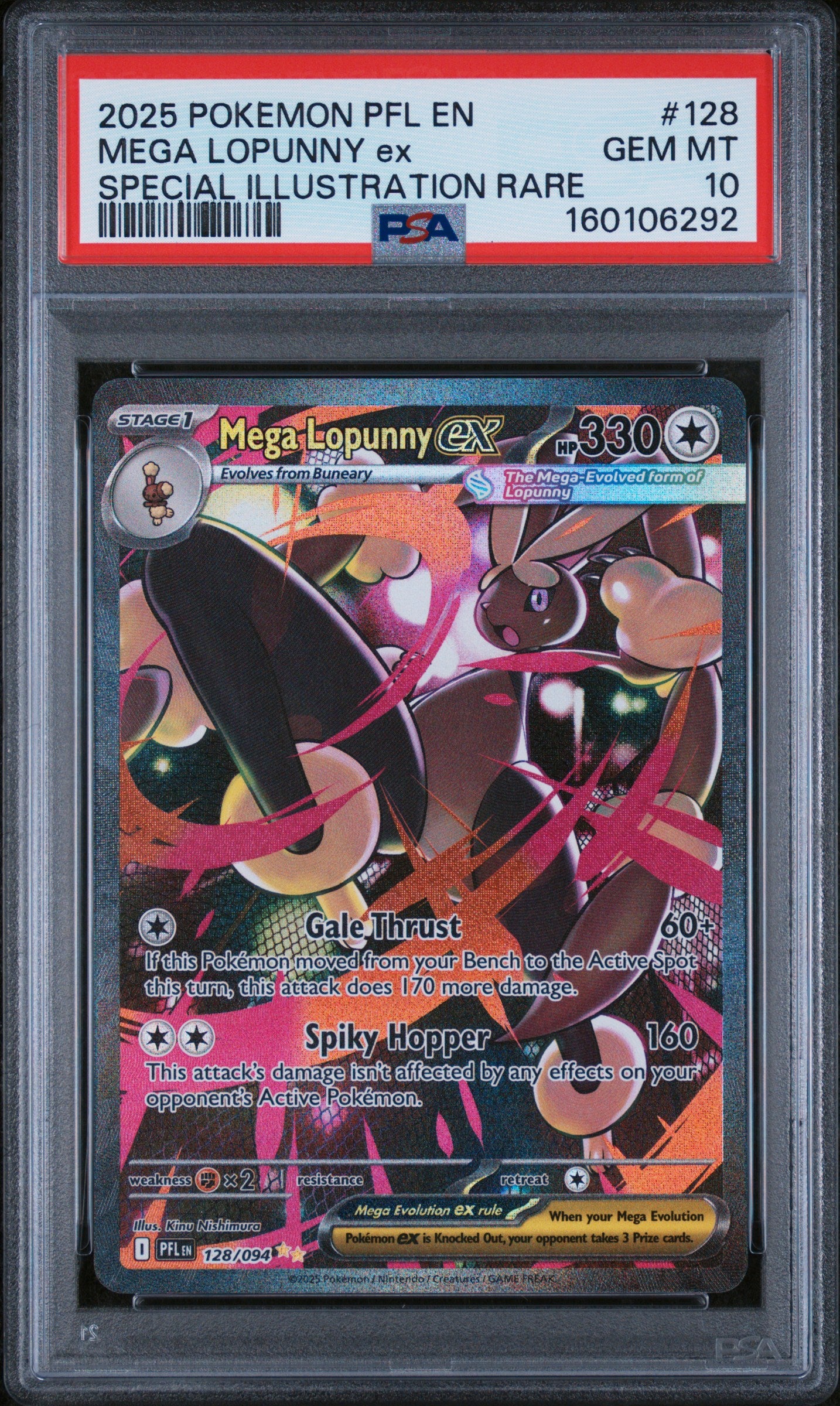 Mega Lopunny ex - 128/094 PSA 10 Phantasmal Flames Special Illustration Pokemon - GEM MINT