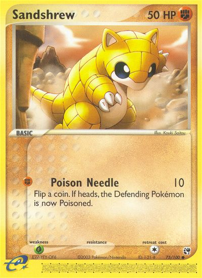 Sandshrew - 75/100 Sandstorm Common Pokemon - NM