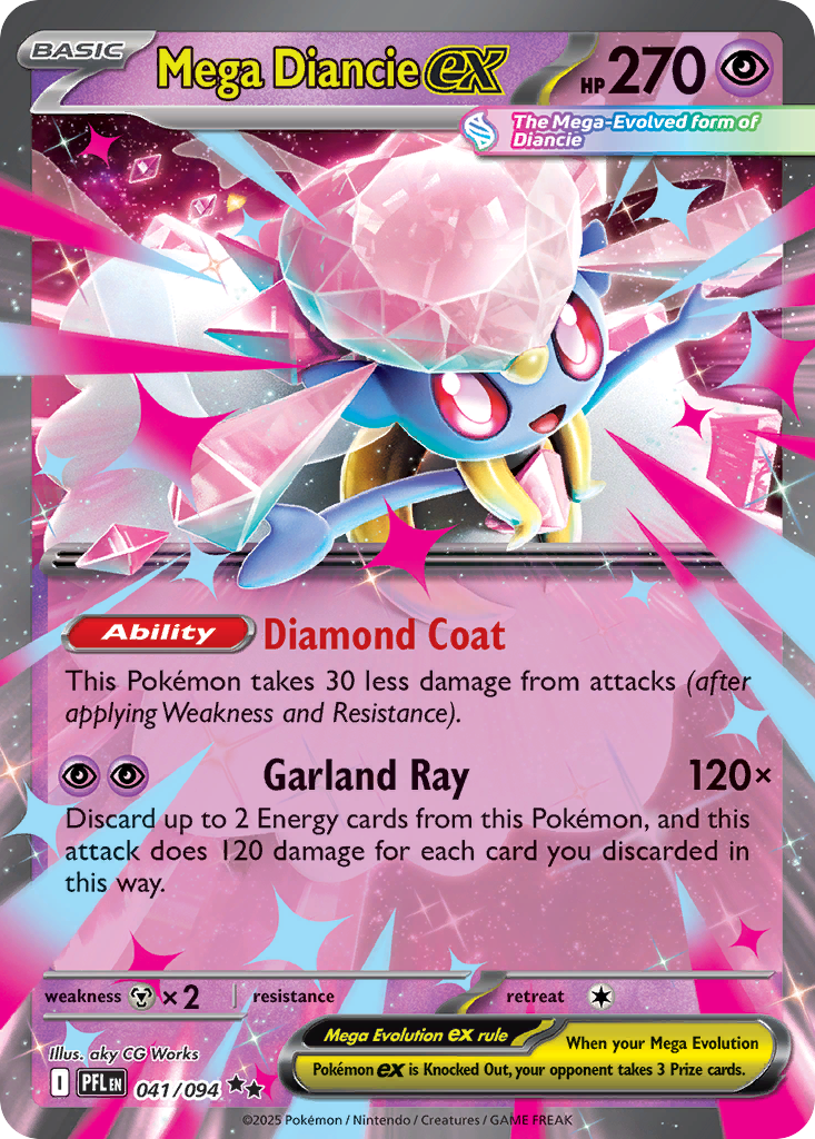 Mega Diancie ex - 041/094 Phantasmal Flames Double Rare Holo Pokemon - NM